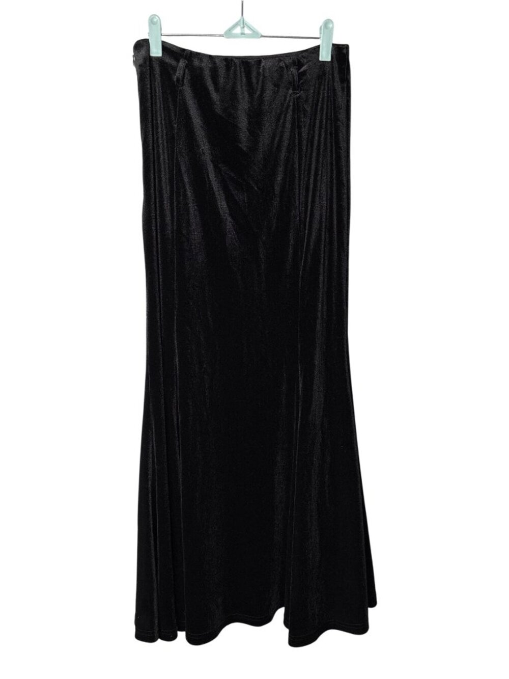 Shein Black Velvet Maxi Flare Skirt M Classic Elegant Vampire Witchcore Retro
